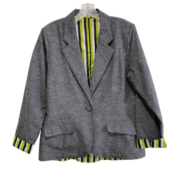 Jack Murphy Irish Clothing Blazer Jacket Women's Size 12 Linen Cotton One Button - Picture 1 of 10